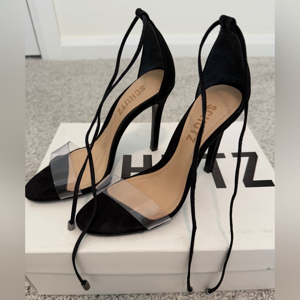 SCHUTZ Black Lace-Up Heels size 5b